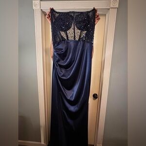 SHEIN Blue Halter Prom Gown
